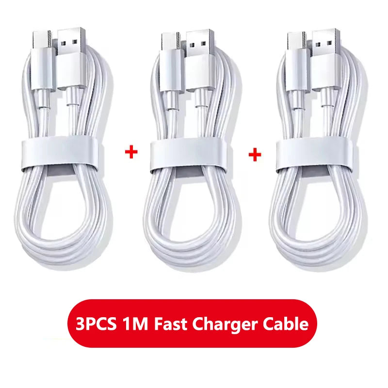 Cavo di ricarica super veloce tipo C da 3 pezzi 6A 100W per Huawei, OPPO, vivo, iQoo, cavi USB C a ricarica rapida 