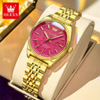 OLEVS Nuovo 3703 Orologi Donna Elegante Orologio al Quarzo Impermeabile Luminoso Acciaio Inossidabile Data Orologi Donna Braccialetto Confezione Regalo 