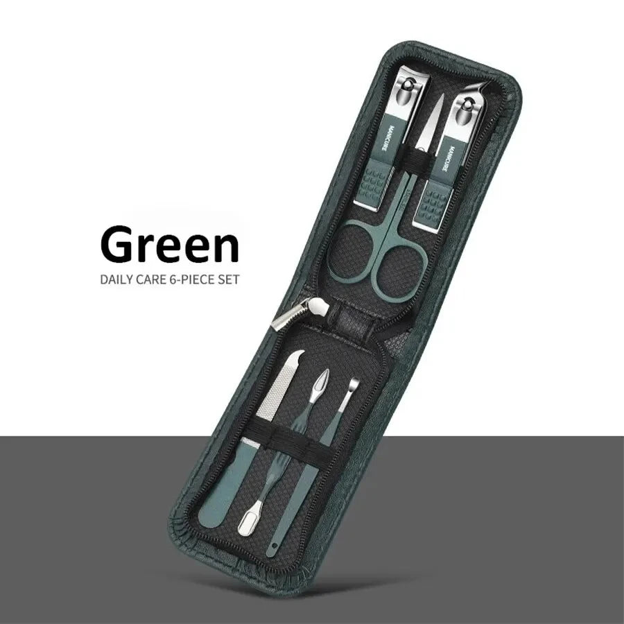 Set manicure da 6-9 pezzi con custodia in pelle, kit di strumenti professionali per la cura dei piedi e del viso, set di tagliaunghie in acciaio inossidabile, regalo 
