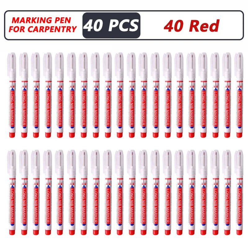 1-40 pezzi 20 mm foro profondo pennarello a punta lunga per penna perforatrice per metallo impermeabile bagno lavorazione del legno decorazione multiuso 