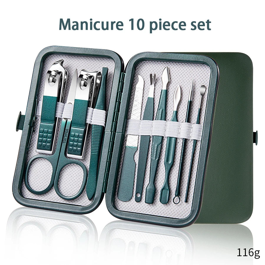 Set manicure da 6-9 pezzi con custodia in pelle, kit di strumenti professionali per la cura dei piedi e del viso, set di tagliaunghie in acciaio inossidabile, regalo 