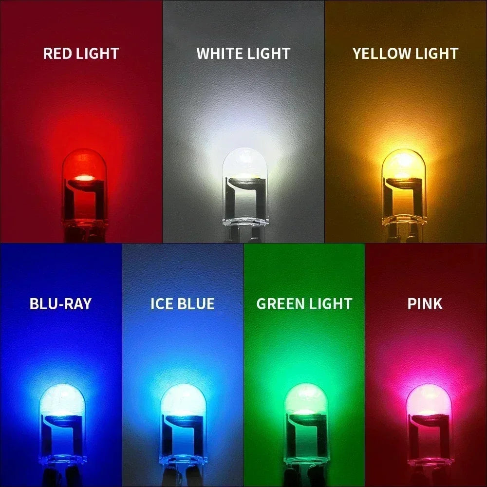 Lampadina universale da 10 pezzi W5W LED T10 per auto COB in vetro bianco 6000K per targa auto, luce di lettura DRL, stile 12V 