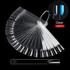 50 pezzi di punte finte per nail art, espositore trasparente, in acrilico nero naturale, campione di smalto in gel, strumento per manicure da esposizione 