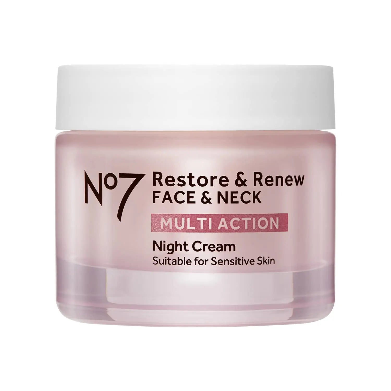 Crema notte multi-azione No7 Restore &amp; Renew per viso e collo - Crema idratante viso notturna con peptidi di collagene - Crema anti-età 