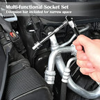 Set di chiavi a bussola da 46 pezzi, set di chiavi a cricchetto da 1/4 di pollice, kit di utensili meccanici per la riparazione di auto, con bussole, set di bussole esagonali metriche 