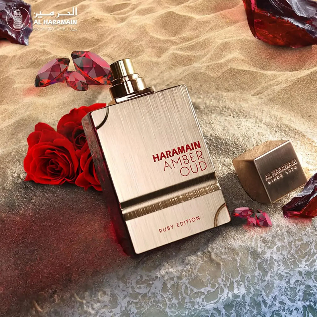 Al Haramain Amber Oud Ruby Eau De Parfum 2.0oz 60ml Dolce Ambra Floreale Profumo Unisex di Lunga Durata Regalo Arabo di Lusso di Natale 