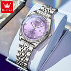 OLEVS Nuovo 3703 Orologi Donna Elegante Orologio al Quarzo Impermeabile Luminoso Acciaio Inossidabile Data Orologi Donna Braccialetto Confezione Regalo 
