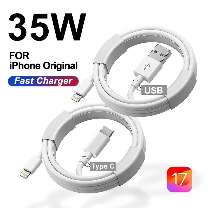 Cavo USB di ricarica rapida originale PD da 35 W per iPhone 14 8 7 Plus 13 12 11 Pro XS Max XR X Cavo di ricarica rapida USB C 1 m 1,5 m 2 m 3 m 