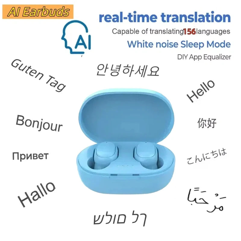 Traduttore in tempo reale Ai Auricolari Bluetooth 5.4 Auricolari aziendali Traduttore in 156 lingue Cuffie wireless Smart impermeabili 