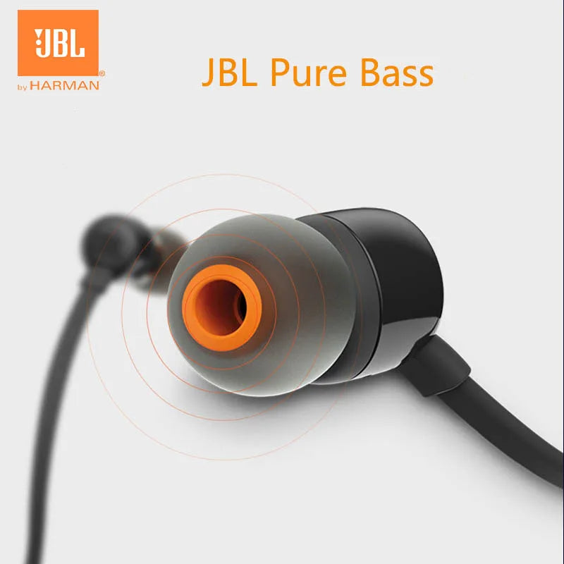 JBL TUNE 110 Cuffie auricolari cablate ufficialmente autorizzate Microfono integrato Interfaccia da 3,5 mm Cuffia auricolare in silicone per chiamate sportive