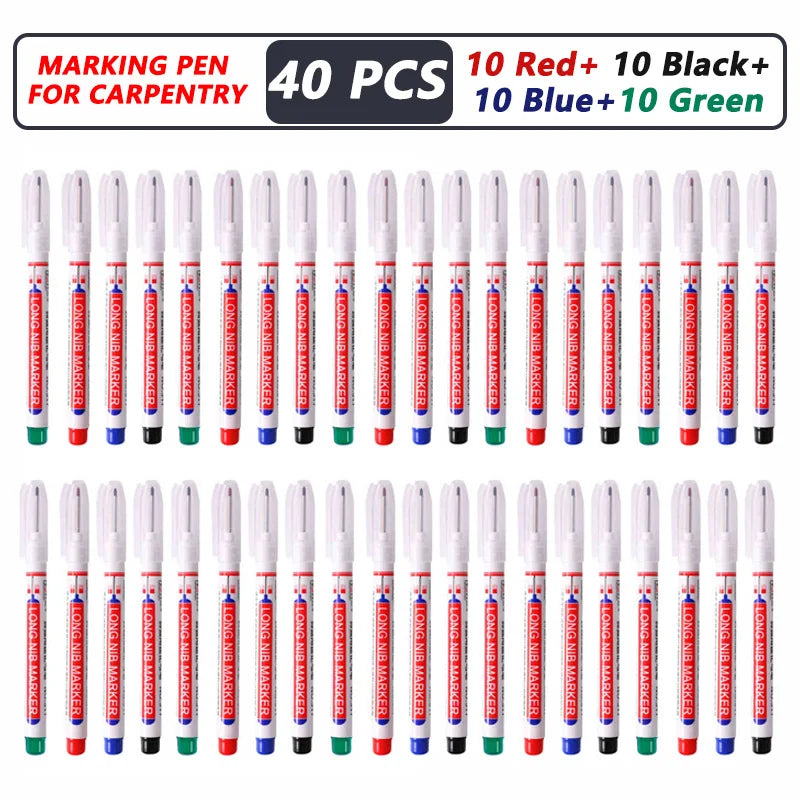 1-40 pezzi 20 mm foro profondo pennarello a punta lunga per penna perforatrice per metallo impermeabile bagno lavorazione del legno decorazione multiuso 