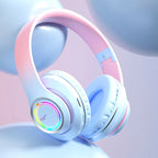 Cuffie Bluetooth wireless Cuffie con luce multicolore con microfono, possibilità di inserire una scheda SD Auricolari stereo HiFi 