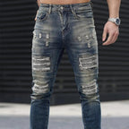 Jeans elasticizzati strappati da uomo – Blu navy High Street | Urban Cool 25 Edition