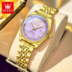 OLEVS Nuovo 3703 Orologi Donna Elegante Orologio al Quarzo Impermeabile Luminoso Acciaio Inossidabile Data Orologi Donna Braccialetto Confezione Regalo 