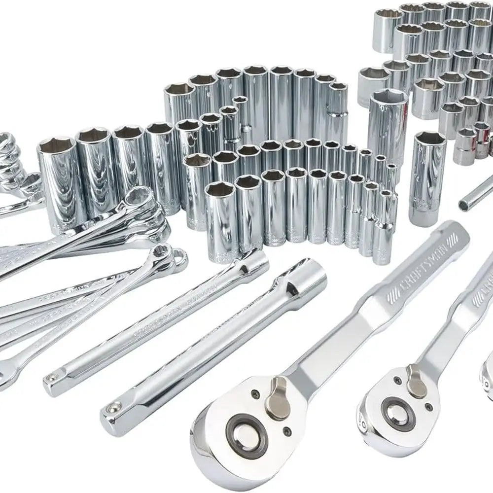 Set di chiavi a bussola, set di chiavi a bussola da 159 pezzi, utensili meccanici da 1/4 di pollice, 3/8 di pollice e 1/2 di pollice, 6 punte e 12 punte (CMMT12125) 