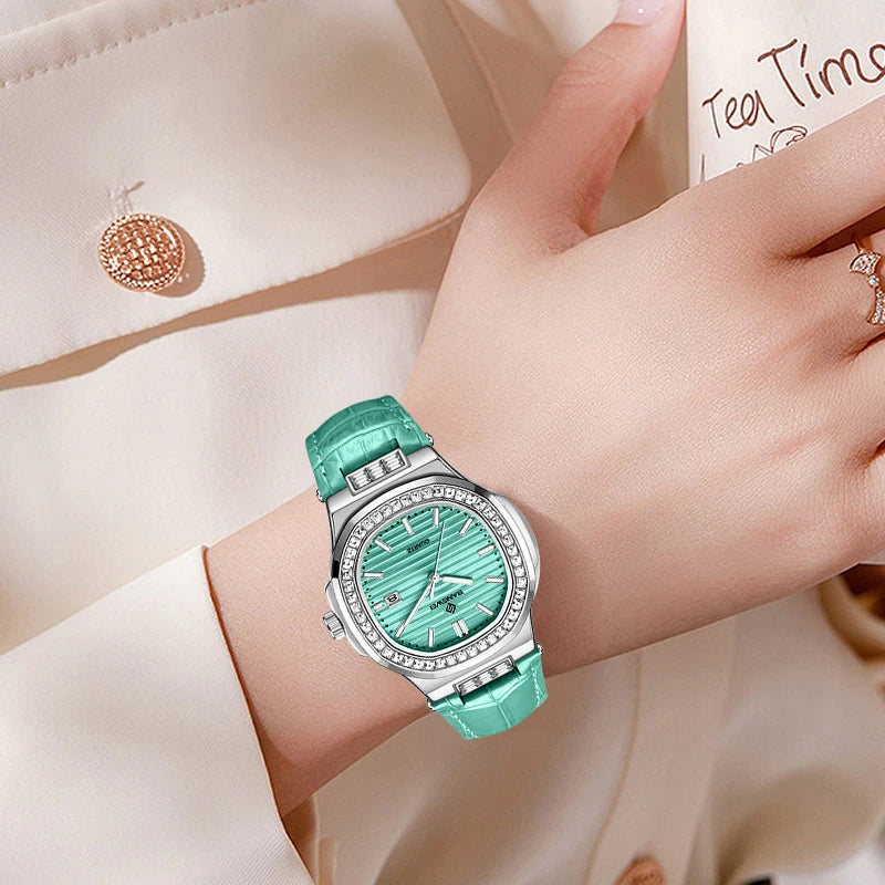 LIGE Bangwei Fashion Simple Quartz Woman Watch Diamond Watches Auto Date Waterproof Leather Casual Sport Women's Wristwatch Gift