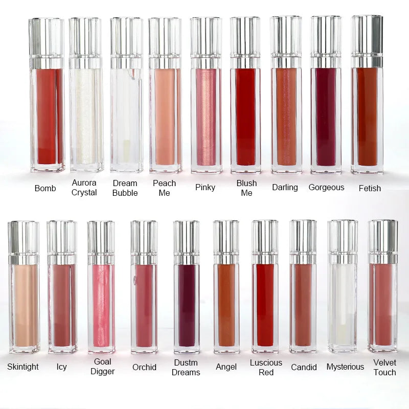 Lip Gloss Lip Glaze Trasparente in Vetro, Rossetto Liquido Impermeabile e Duraturo 