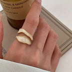 1 anello aperto regolabile geometrico in metallo smaltato bianco vintage a forma irregolare per donna e ragazza, gioielli alla moda, regali di compleanno 