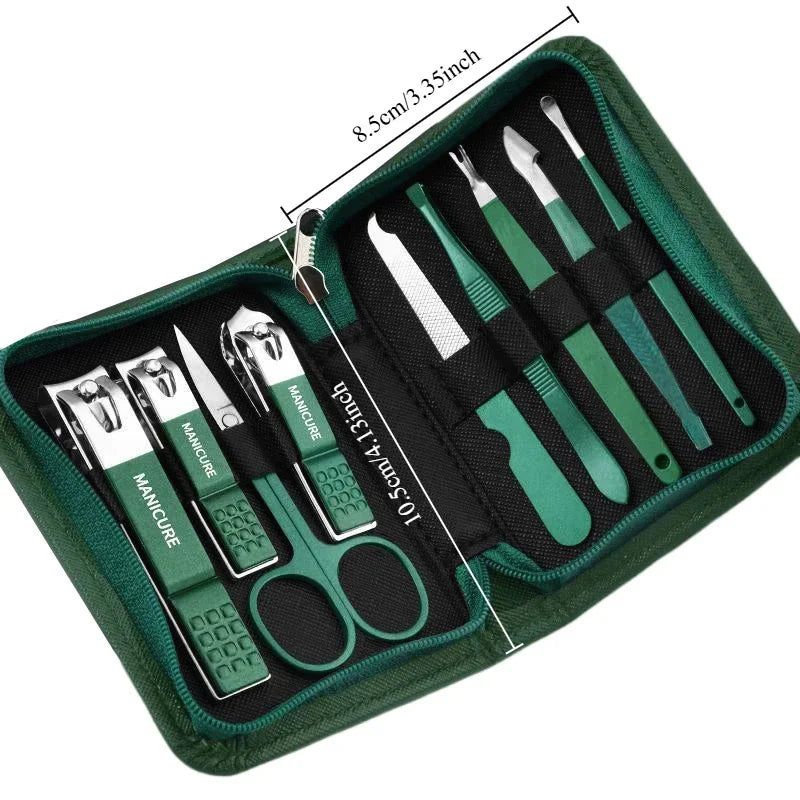 Set manicure da 6-9 pezzi con custodia in pelle, kit di strumenti professionali per la cura dei piedi e del viso, set di tagliaunghie in acciaio inossidabile, regalo 