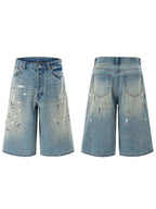 Pantaloncini in denim a gamba larga da uomo