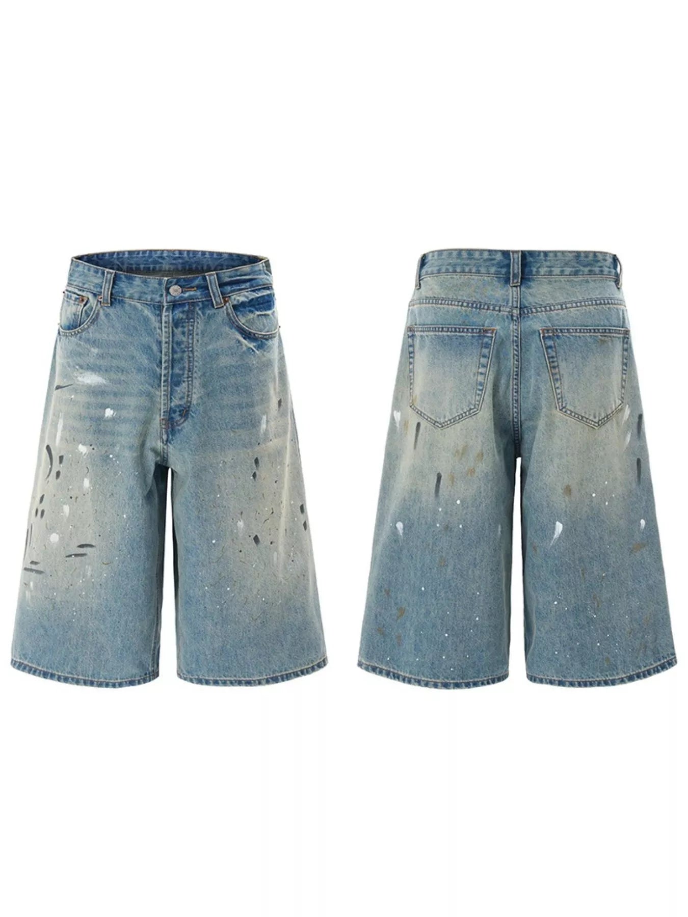 Pantaloncini in denim a gamba larga da uomo