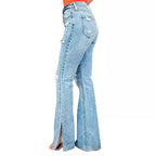 Edizione 25 – Jeans elasticizzati con strappi a vita alta per donna