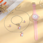 Set di quattro orologi senza scatola e pony rosa per bambine, adatti per feste e regali di compleanno 