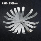 1 set di spessimetri a 16 lame, metrico, 0,127-0,508 mm, strumento di misurazione per la regolazione delle valvole del motore 