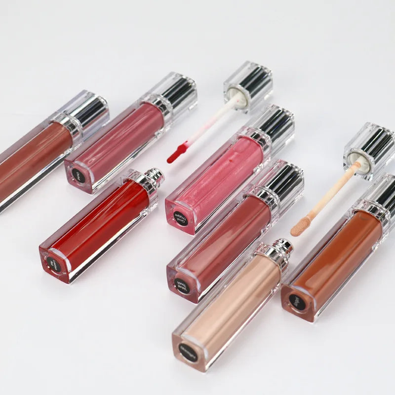 Lip Gloss Lip Glaze Trasparente in Vetro, Rossetto Liquido Impermeabile e Duraturo 