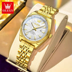 OLEVS Nuovo 3703 Orologi Donna Elegante Orologio al Quarzo Impermeabile Luminoso Acciaio Inossidabile Data Orologi Donna Braccialetto Confezione Regalo 