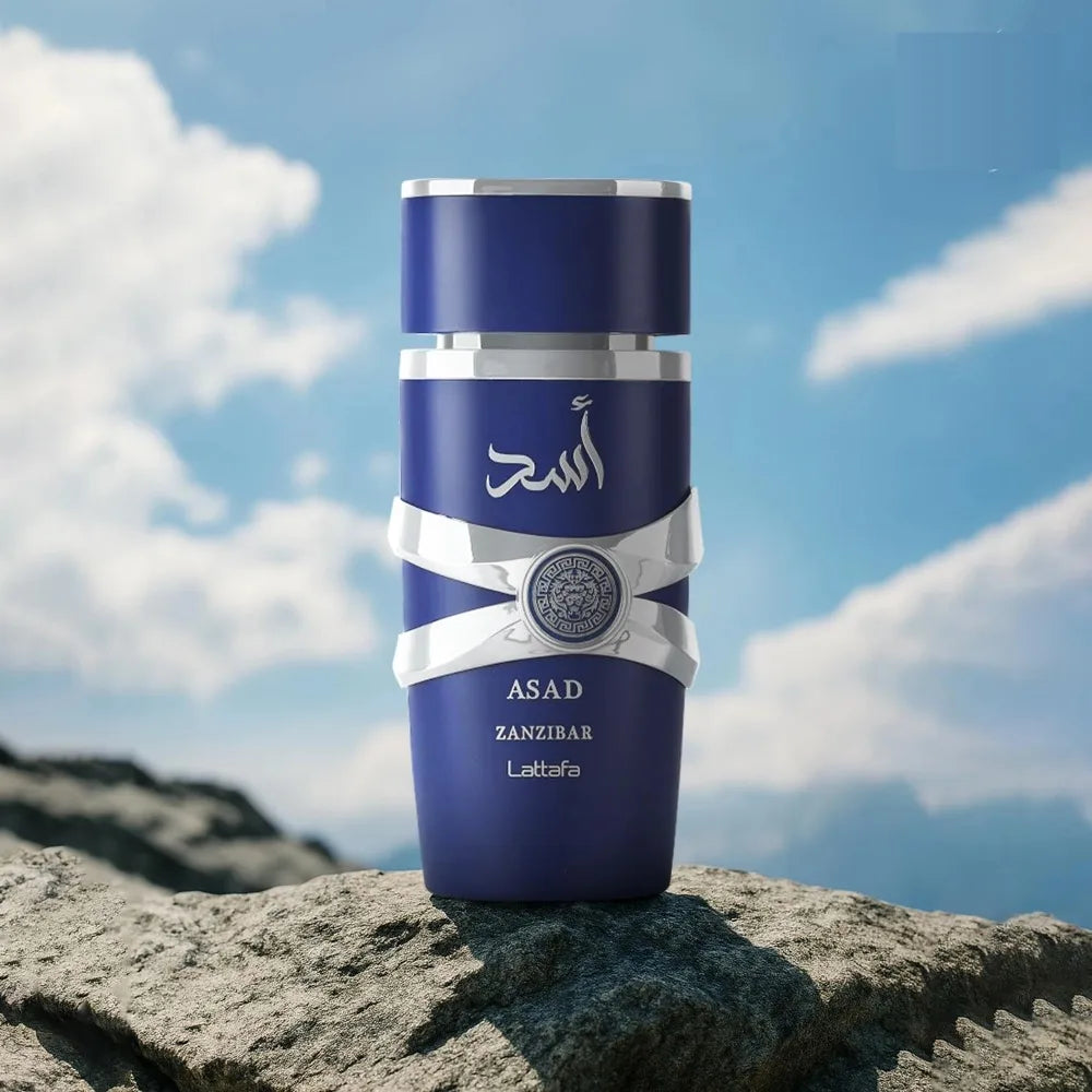 Lattafa Asad Zanzibar Eau de Parfum - Fragranza fresca, speziata, vaniglia e cocco a lunga durata per uomo, 100 ml / 3,40 once