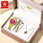 OLEVS Nuovo 3703 Orologi Donna Elegante Orologio al Quarzo Impermeabile Luminoso Acciaio Inossidabile Data Orologi Donna Braccialetto Confezione Regalo 