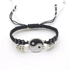 Set di 2 gioielli per coppia, bracciale Tai Chi bianco e nero, corda regolabile, set di gioielli da indossare tutti i giorni, stile semplice 