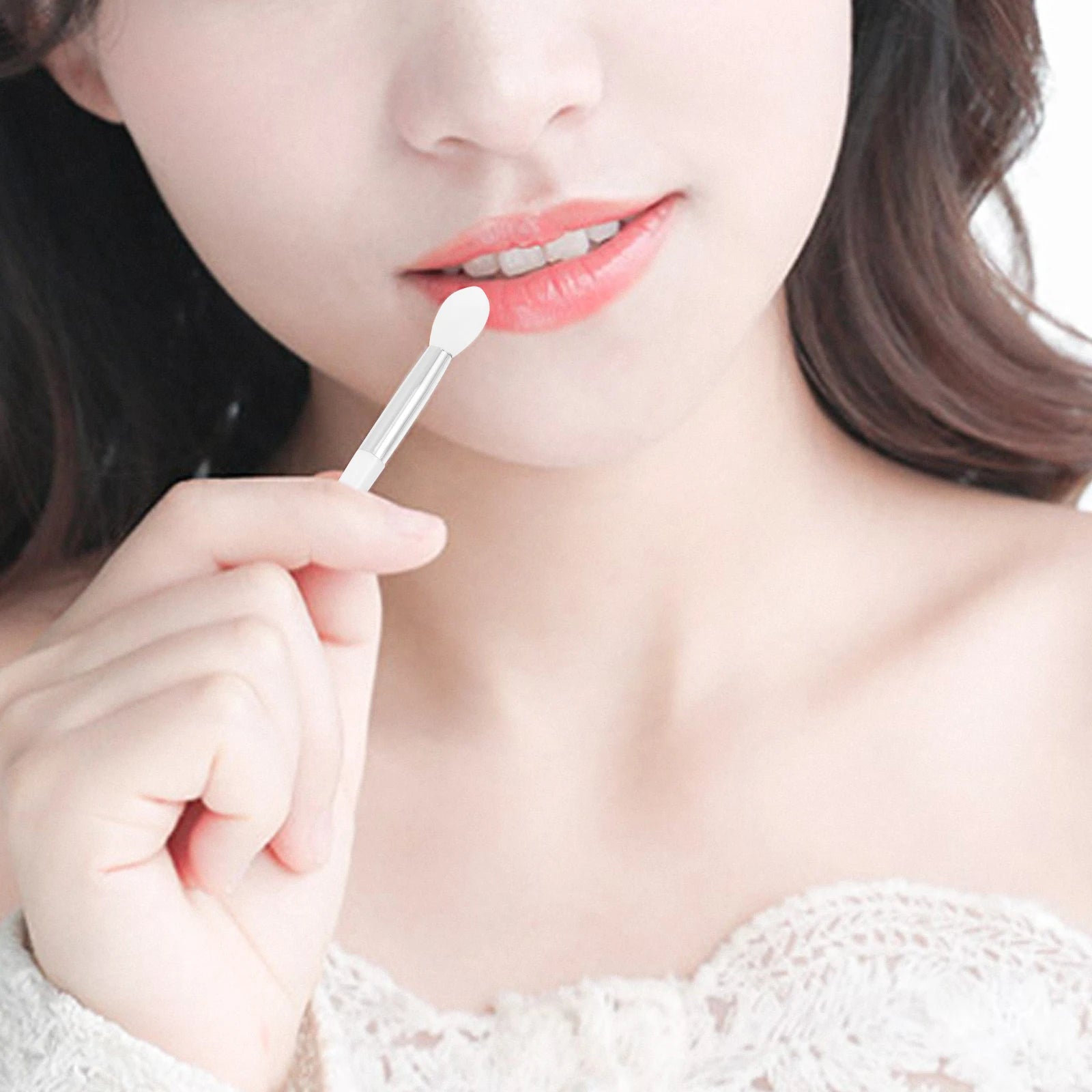 2 Sets Lip Silicone Gel Applicator Women Lipstick Brush Tool Fine Gentle Makeup Daily Professional Use