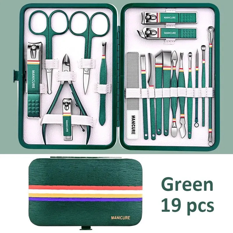 Set manicure da 6-9 pezzi con custodia in pelle, kit di strumenti professionali per la cura dei piedi e del viso, set di tagliaunghie in acciaio inossidabile, regalo 