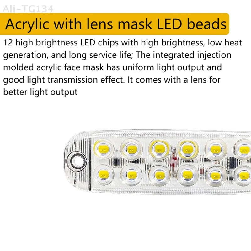 Luci di segnalazione laterali stroboscopiche a 12 LED, barra luminosa lampeggiante per auto, camion, luci di segnalazione, luci di segnalazione per griglia da 12 V a 80 V 