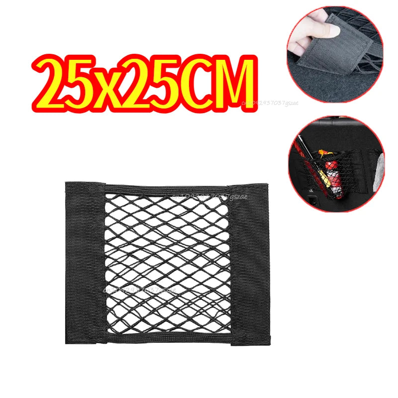 Rete portaoggetti per auto, rete elastica, tascabile, adesivo magico elastico, universale, rete posteriore per bagagliaio, tasca per sedile, organizer per auto 
