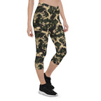 Leggings Capri mimetici militari da donna con nido d'ape