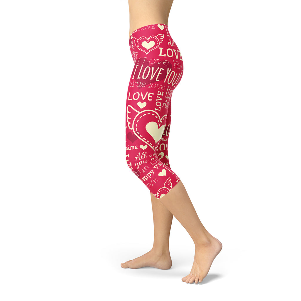 Leggings Capri rossi Love Hearts
