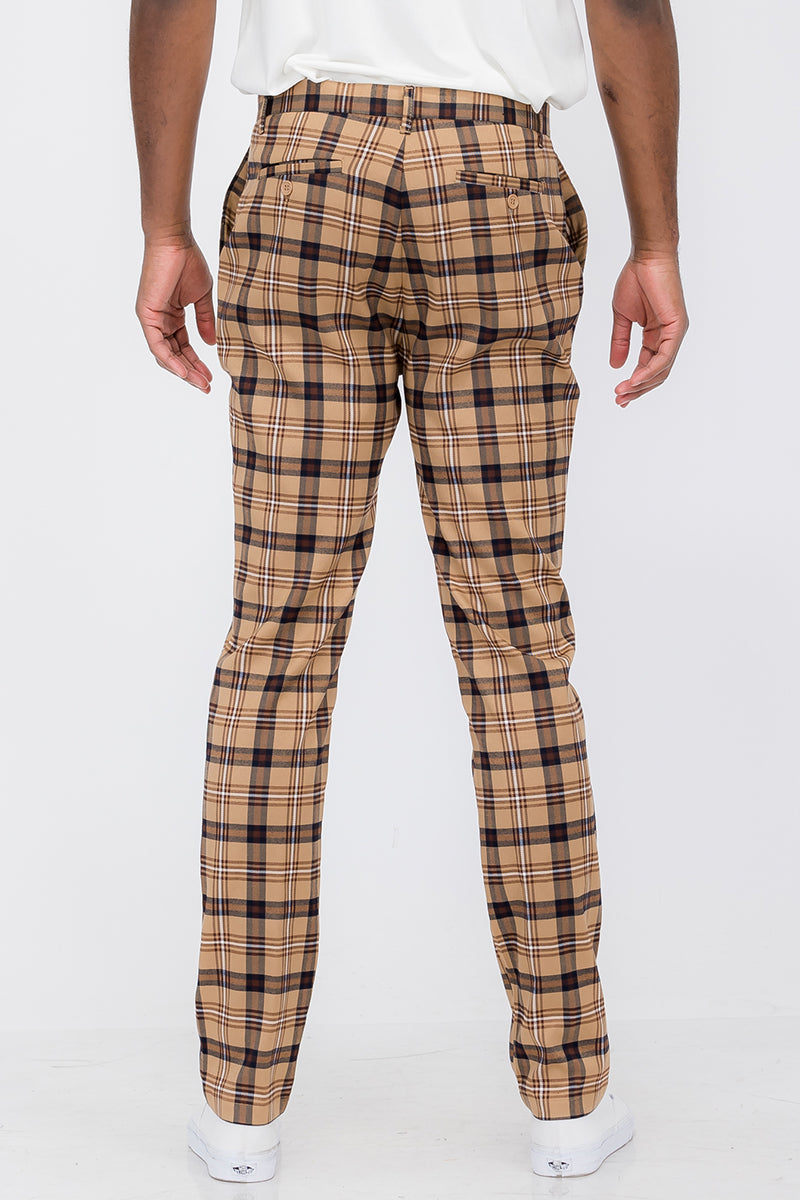 Pantaloni slim fit a quadri SR005