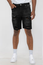 Pantaloncini in denim effetto consumato da uomo