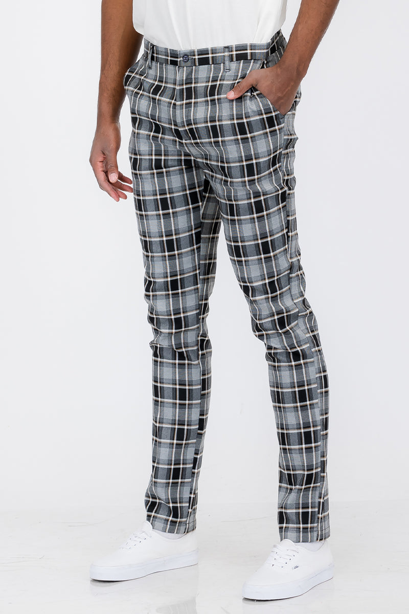 Pantaloni slim fit a quadri SR012