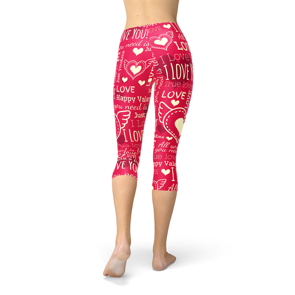 Leggings Capri rossi Love Hearts