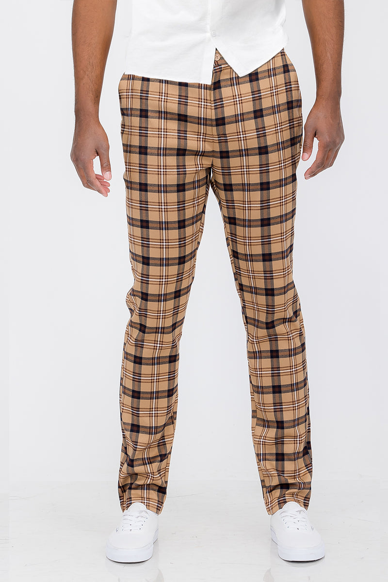 Pantaloni slim fit a quadri SR005