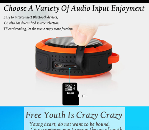 Mini altoparlante Bluetooth portatile impermeabile con ventosa 