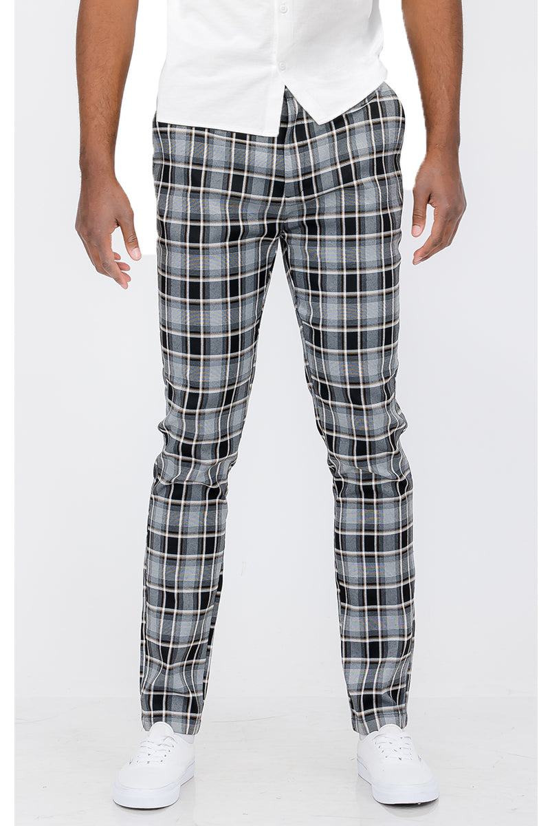 Pantaloni slim fit a quadri SR012