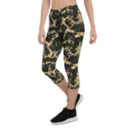 Leggings Capri mimetici militari da donna con nido d'ape