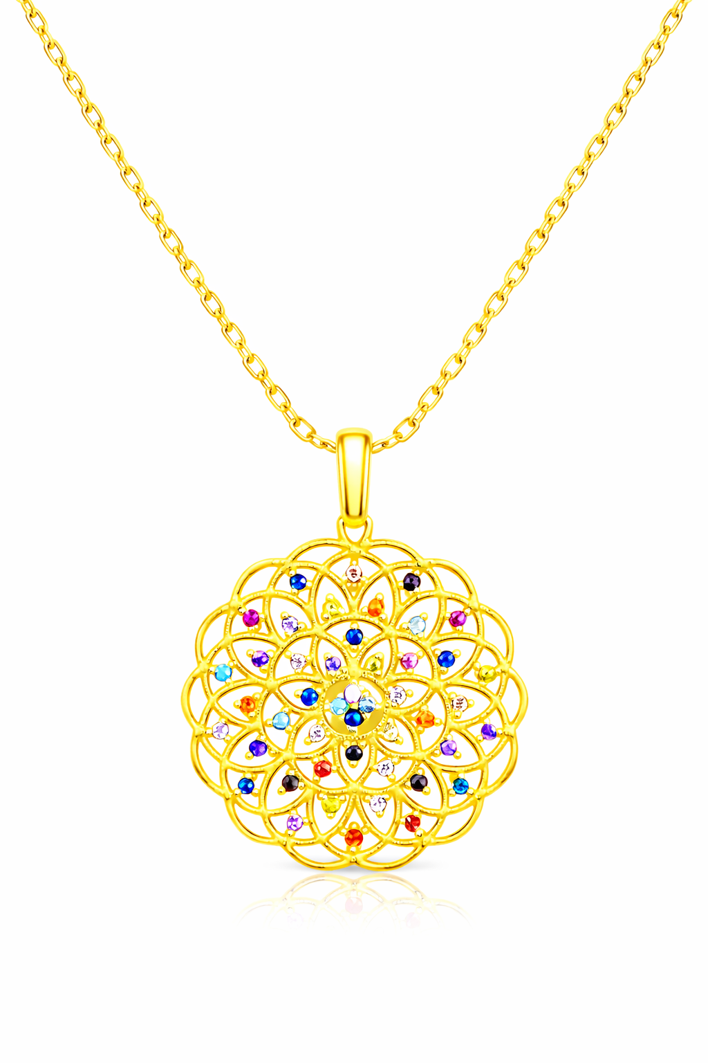 Collana con ciondolo a forma di fiore della vita in argento sterling 925 e geometria sacra