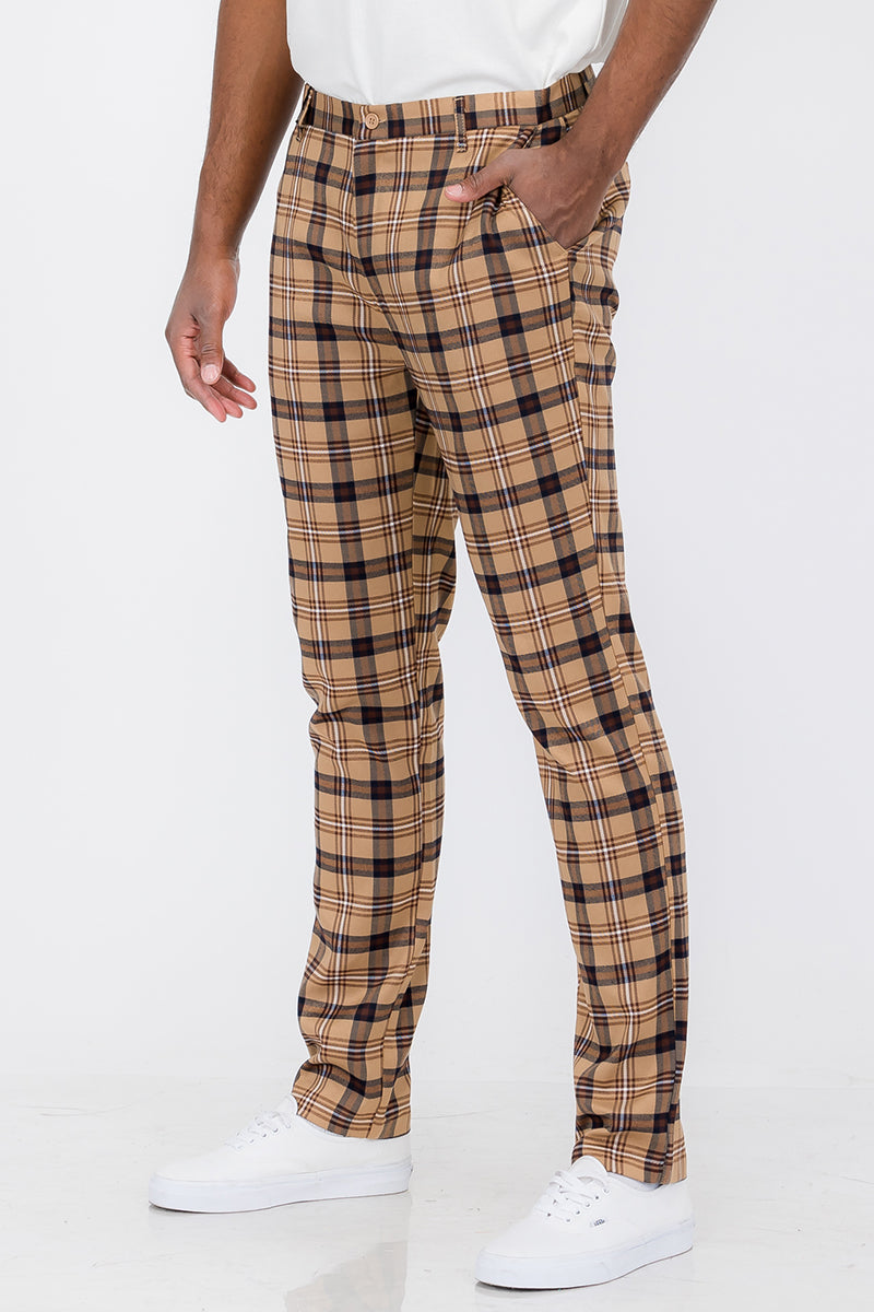 Pantaloni slim fit a quadri SR005