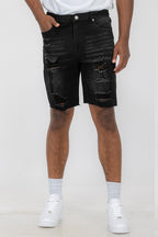Pantaloncini in denim effetto consumato da uomo